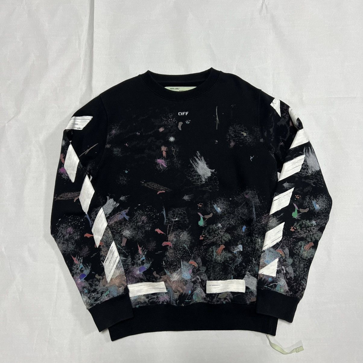 White Off White Fw17 Diag Galaxy Brushed Crewneck Sweatshirt T-Shirts, Hoodie | FlexRushtees.com