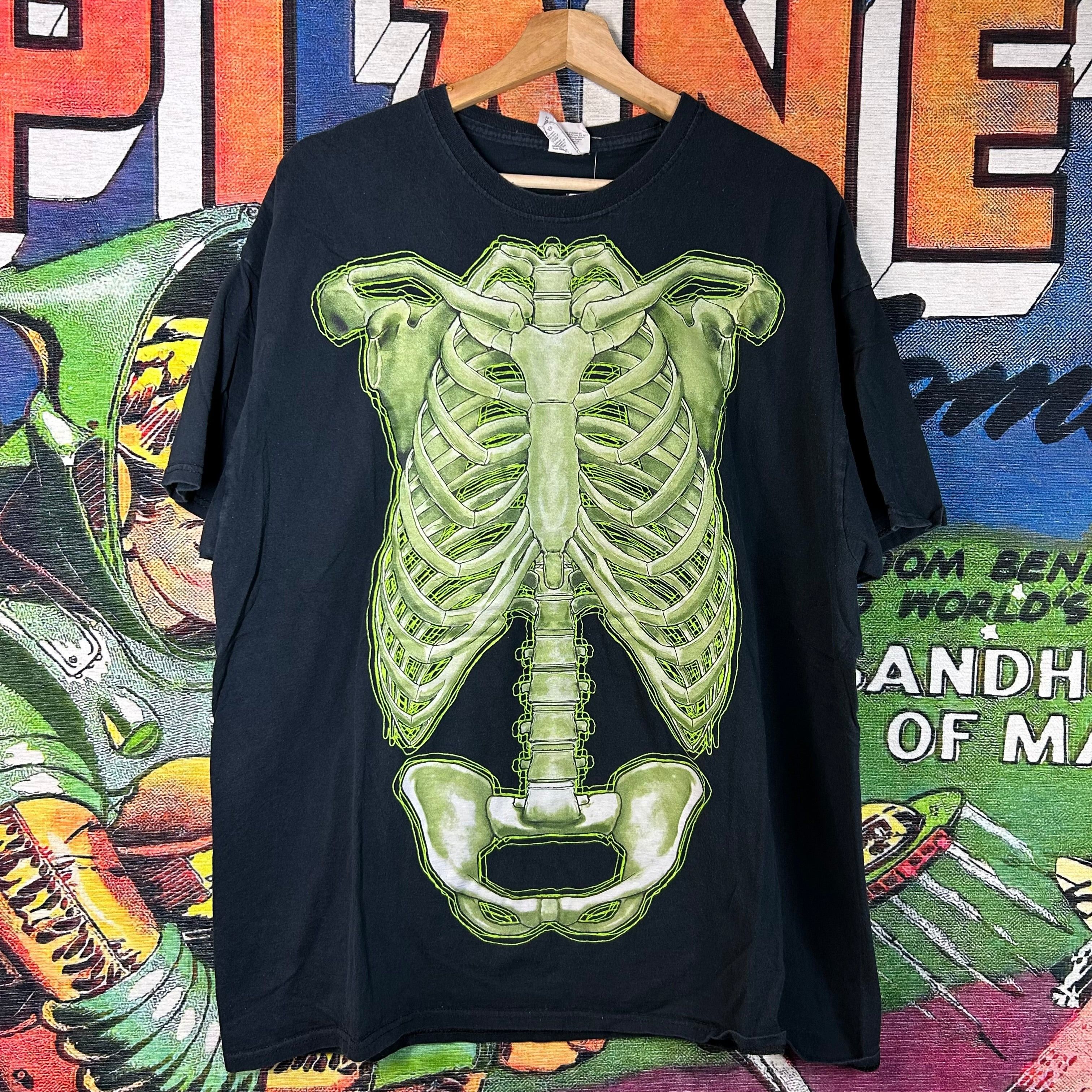 Vintage Y2k Neon Green Skeleton Tee Size 2xl Hoodie, Sweatshirt | FlexRushtees.com