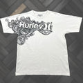 Vtg Hurley Tribal T Shirt Men Large White Surf Aop Spellout Skater Cyberpunk Y2k