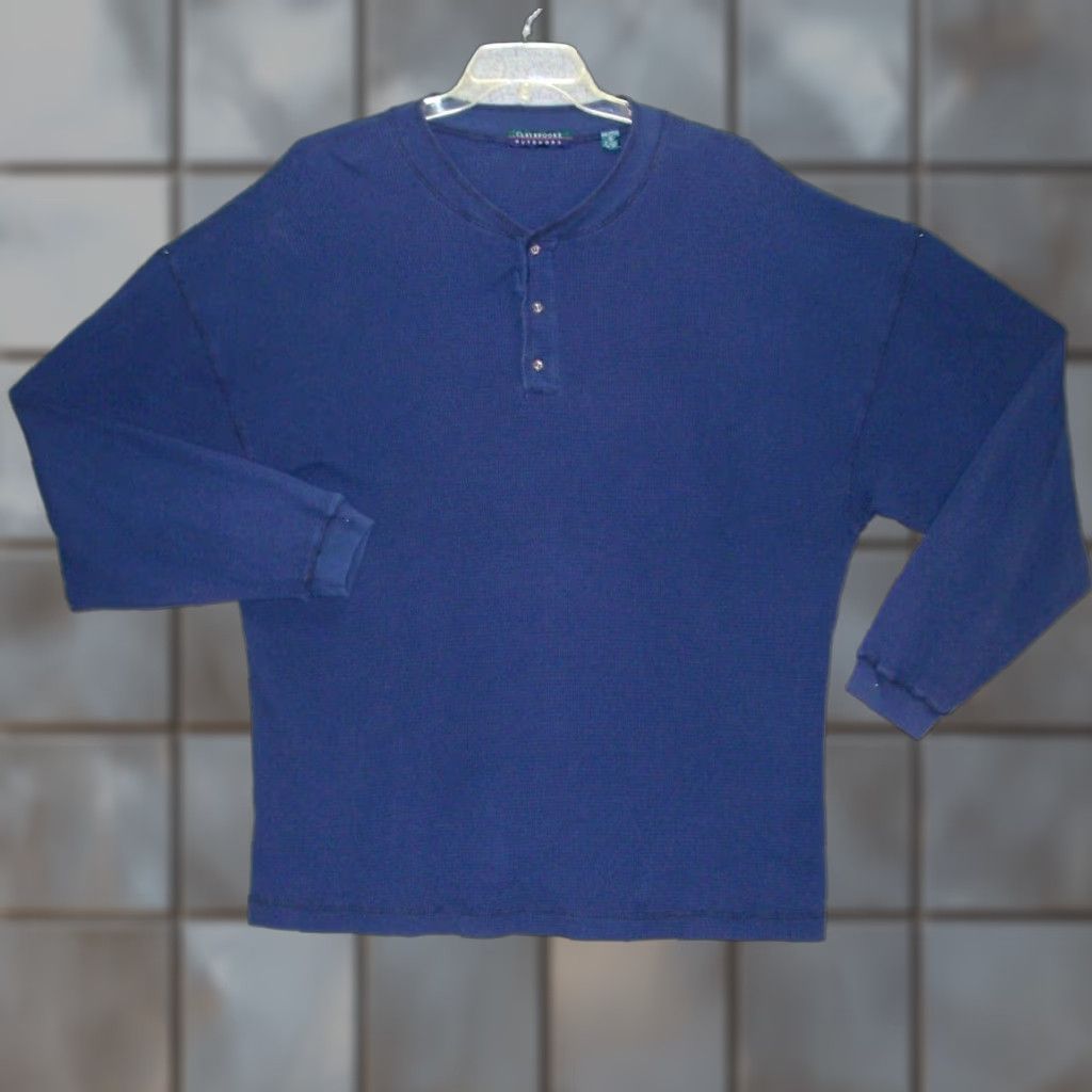 Vintage Claybrooke Thermal Shirt Mens Extra Large Blue Henley Hiking Outdoor Casual Men