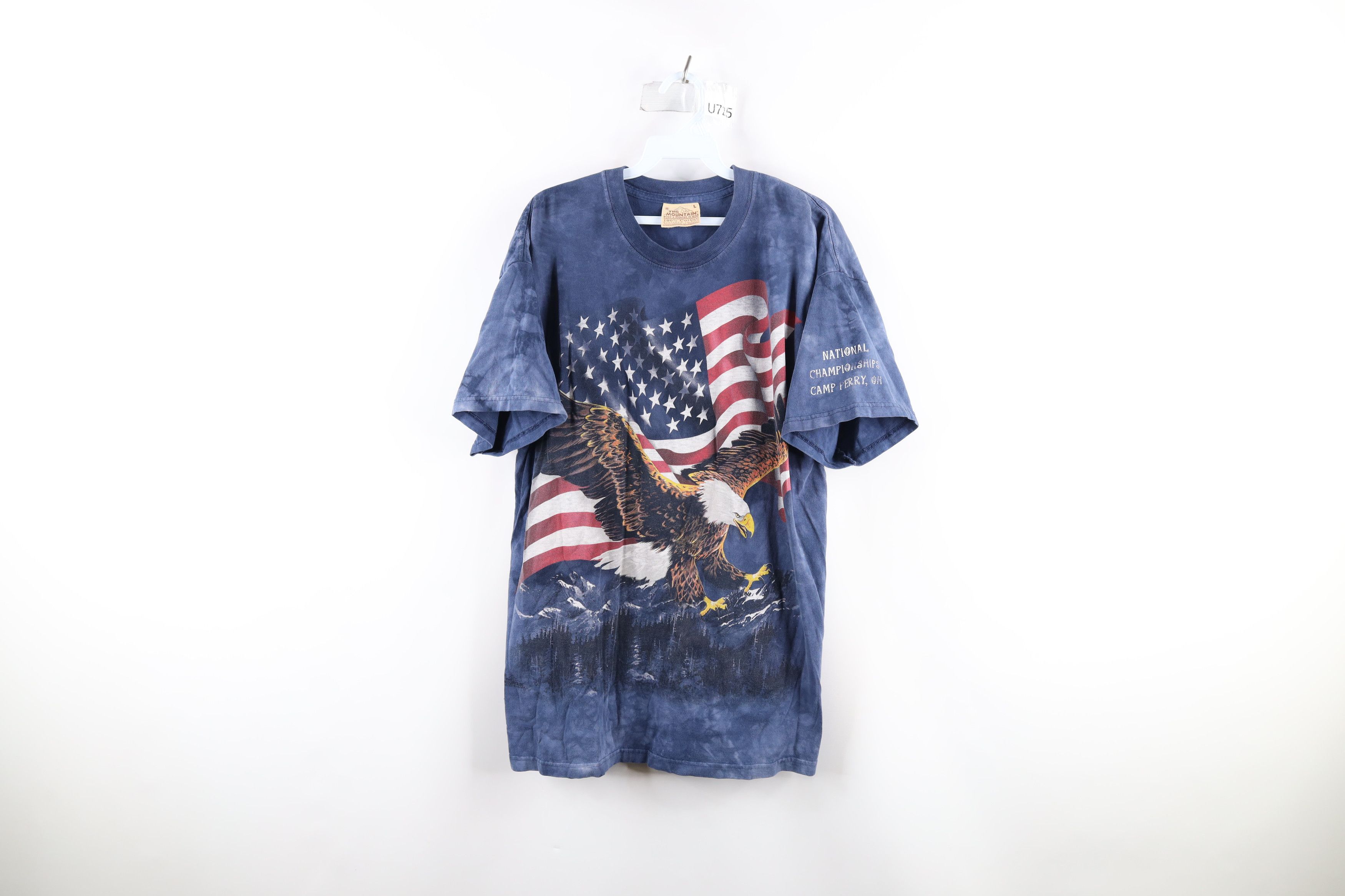 Vintage Y2k 2008 Acid Wash Usa Flag Eagle Mountains T Shirt