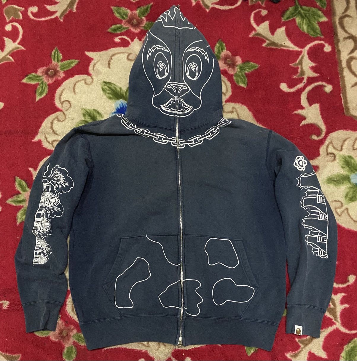 Vintage Bape Holstein Full Zip Hoodie Navy Cow A Bathing Ape T-Shirts, Sweatshirt | FlexRushtees.com