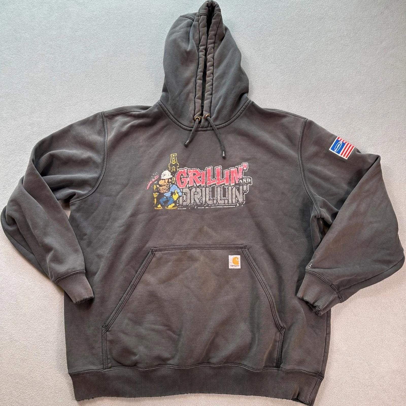 Carhartt Grillin Drillin Graphic Hoodie Sweatshirt Men Xl T-Shirts | FlexRushtees.com