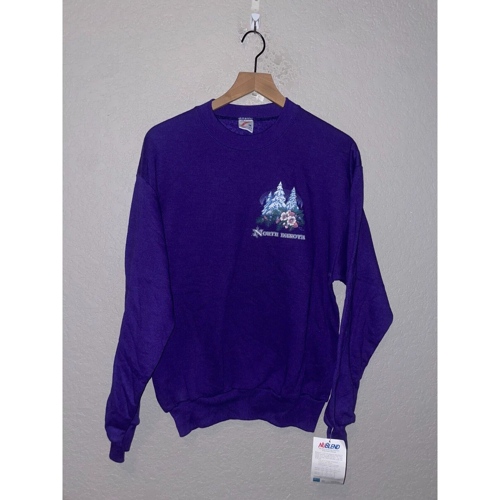 Jerzees Vintage North Dakota Sweatshirt Winter Trees Purple Vtg 90s T-Shirts, Hoodie | FlexRushtees.com