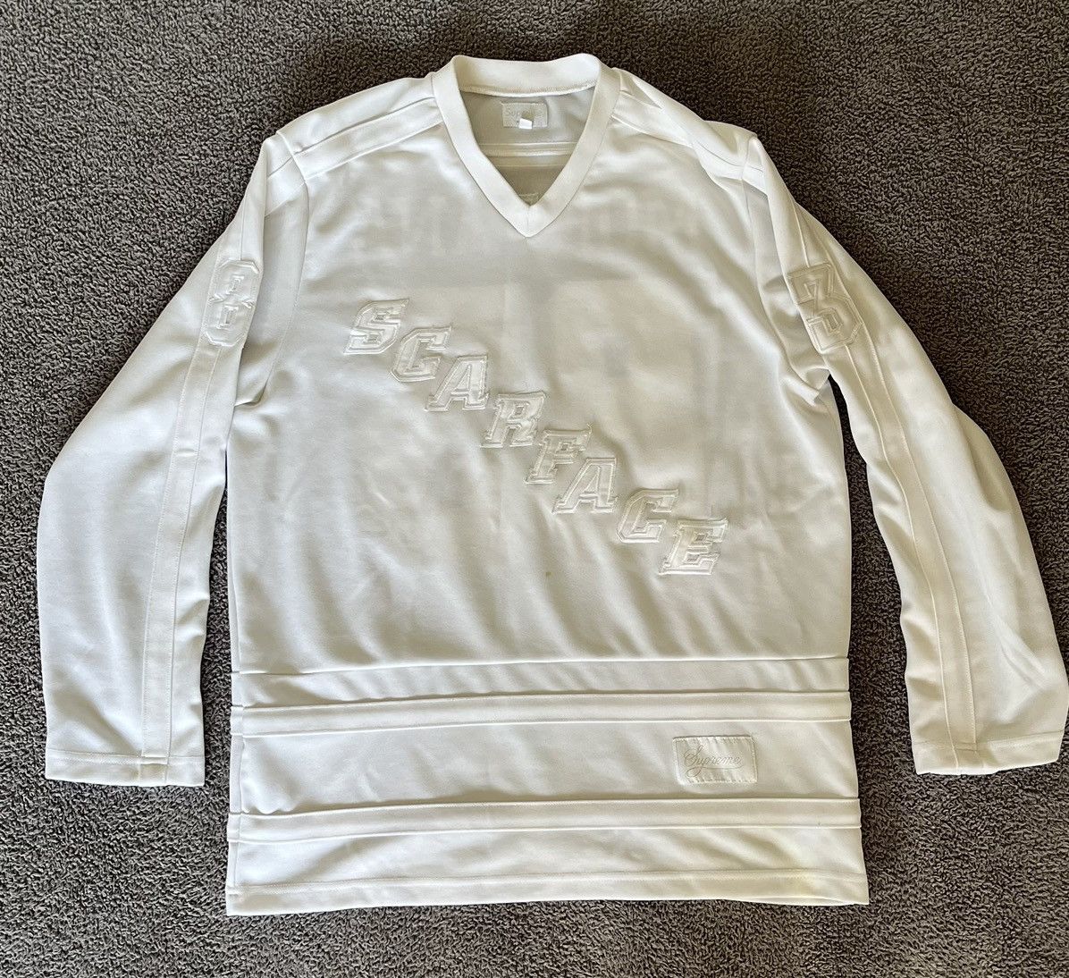 Scarface Hockey Jersey White Large Bogo New York
