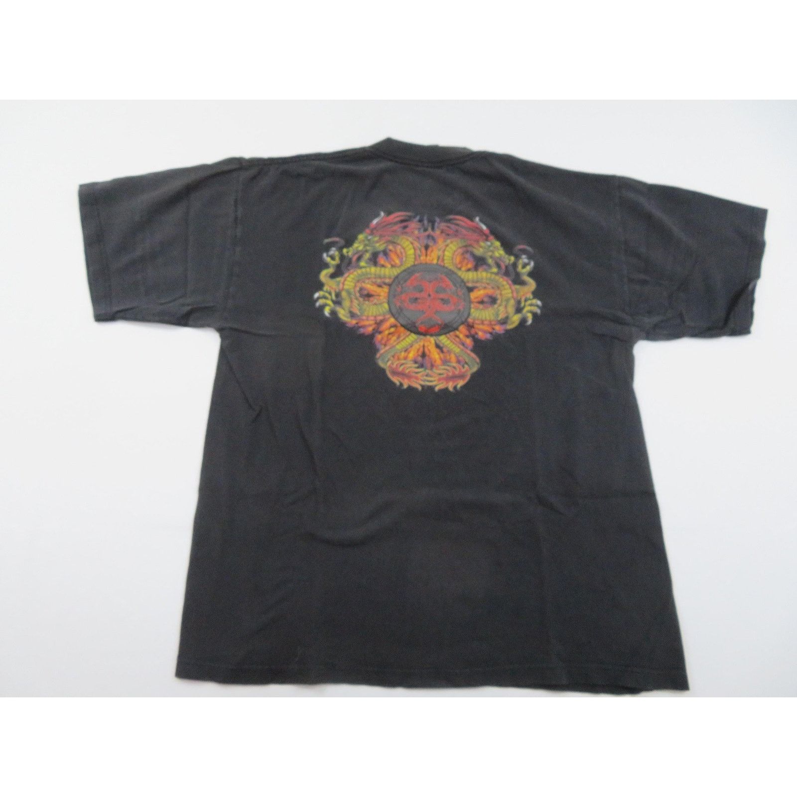 Giant Dragon Double Sided Graphic Black T Shirt Size Xl Y2k