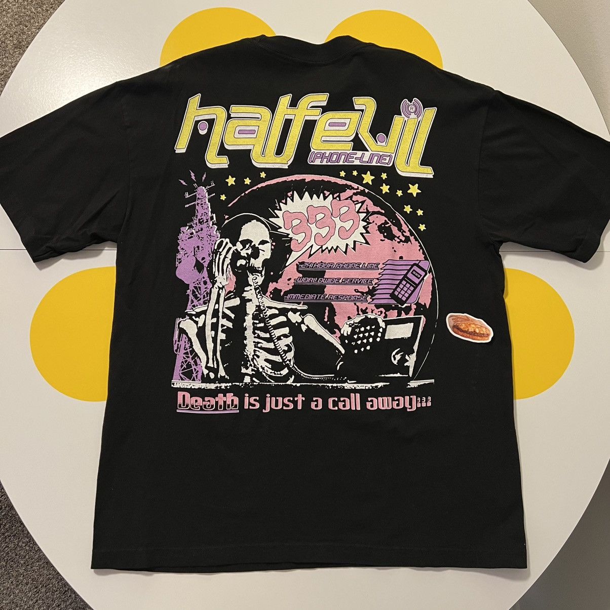Evil Half Evil Phone Line Tee Large Black
