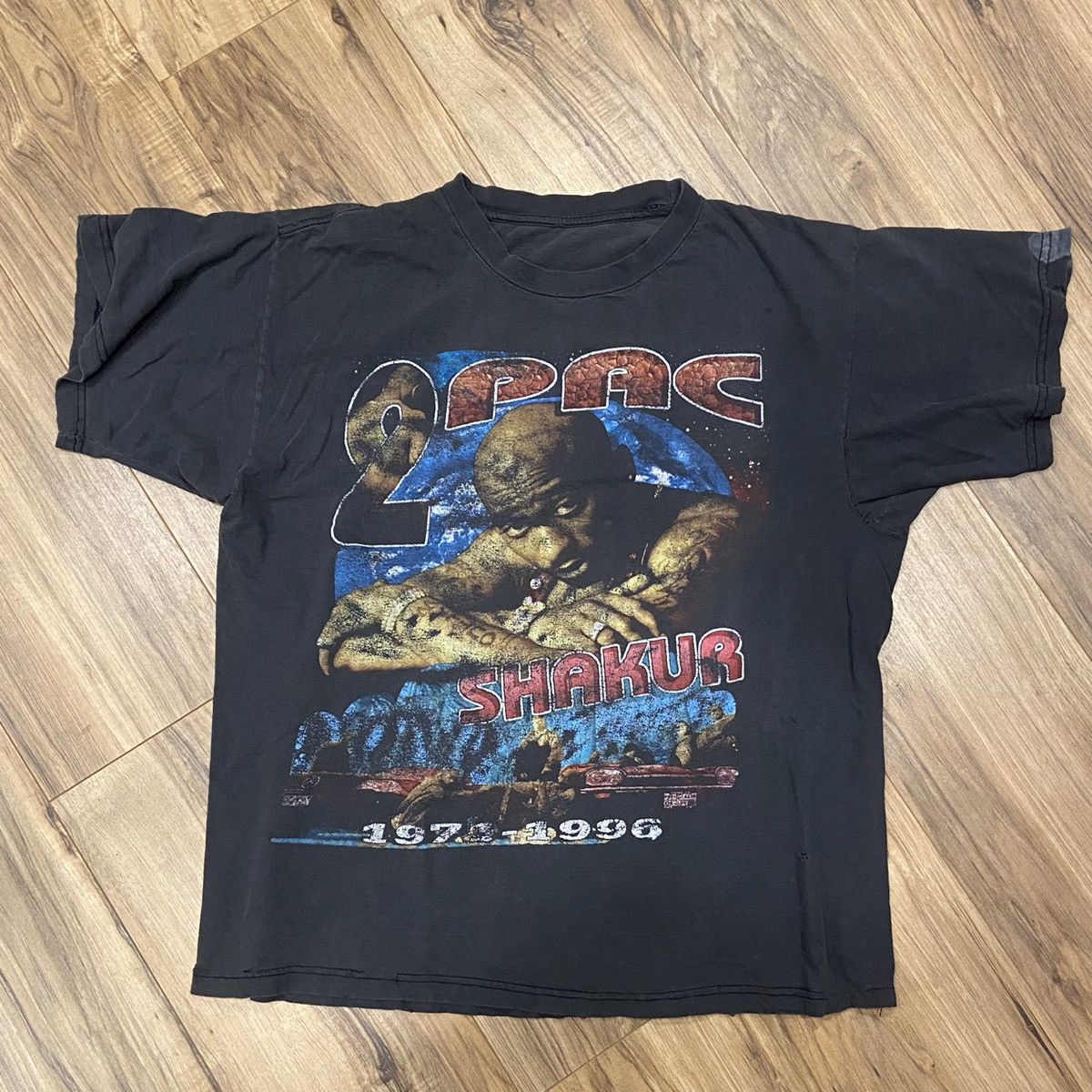Vintage 90s Tupac Shakur Bootleg Faded Rap Tee Rare Grail Hoodie, Sweatshirt | FlexRushtees.com