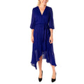 Designer Maison Tara Womens Blue High Low Quarter Sleeve Midi Wrap Dr T-Shirts, Hoodie, Sweatshirt | AU16VibeMintTees.com