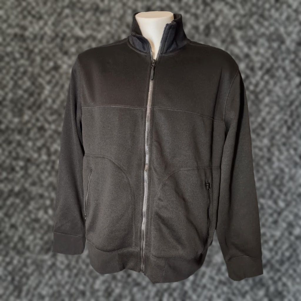 Large Full Zip Long Sleeve Pockets Black