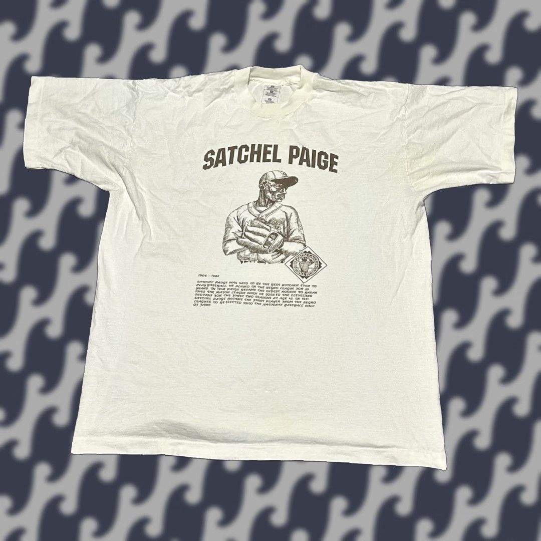 Vintage Satchel Paige T Shirt Xl Negro League Baseball Museum 90s Usa Men Beige Cotton Short S Hoodie, Sweatshirt