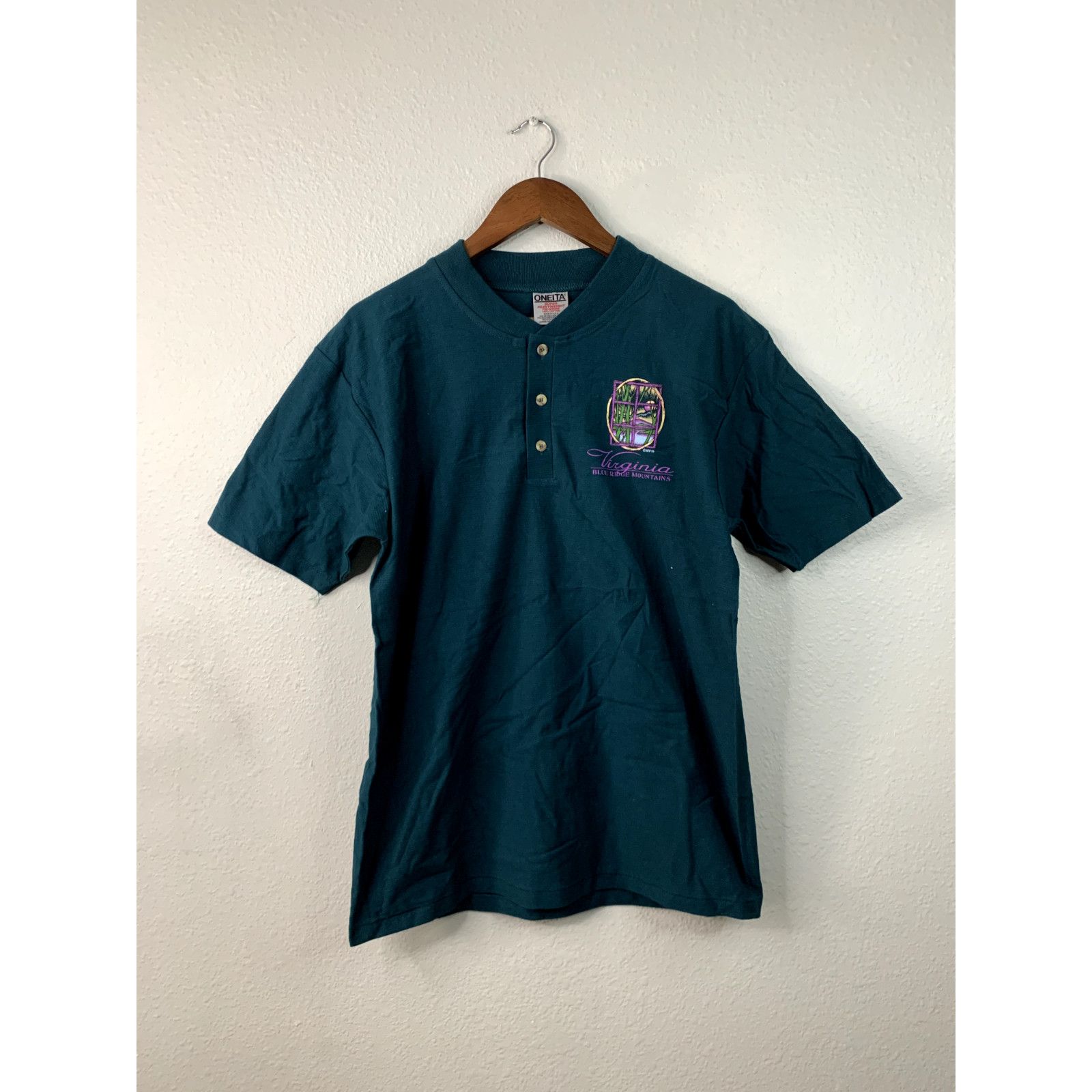 Vintage Virginia Blue Ridge Mountains Shirt Tee Green Vtg L