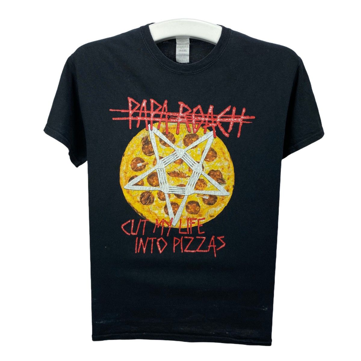 Band Tees Lastdrop Papa Roach Cut My Life Into Pizza Plastic Fork Hoodie, Sweatshirt | FlexRushtees.com