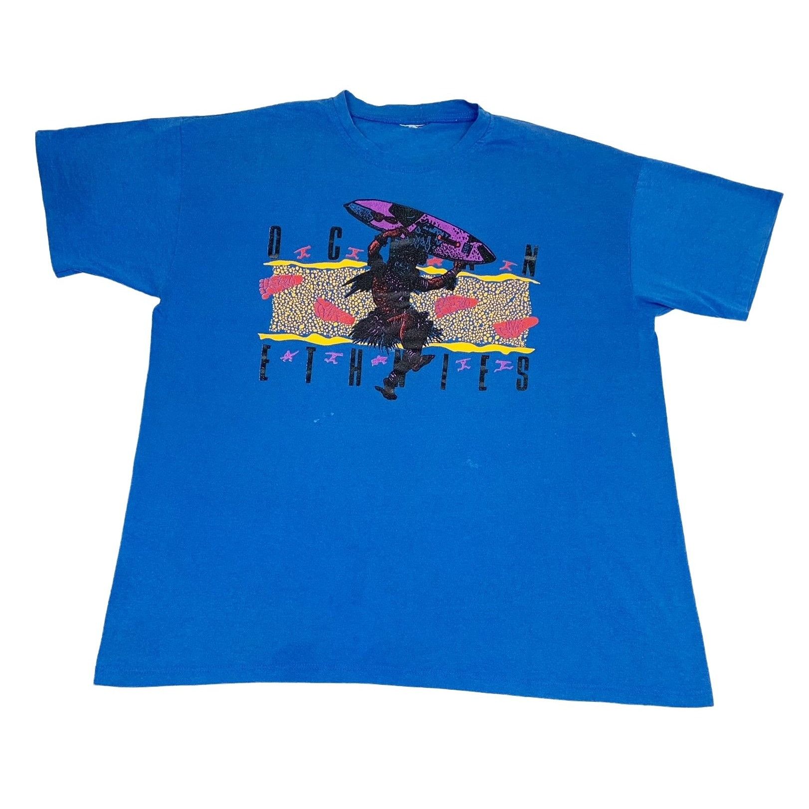 Vintage Ocean Ethnies T Shirt Blue Hawaii Pacific Islander