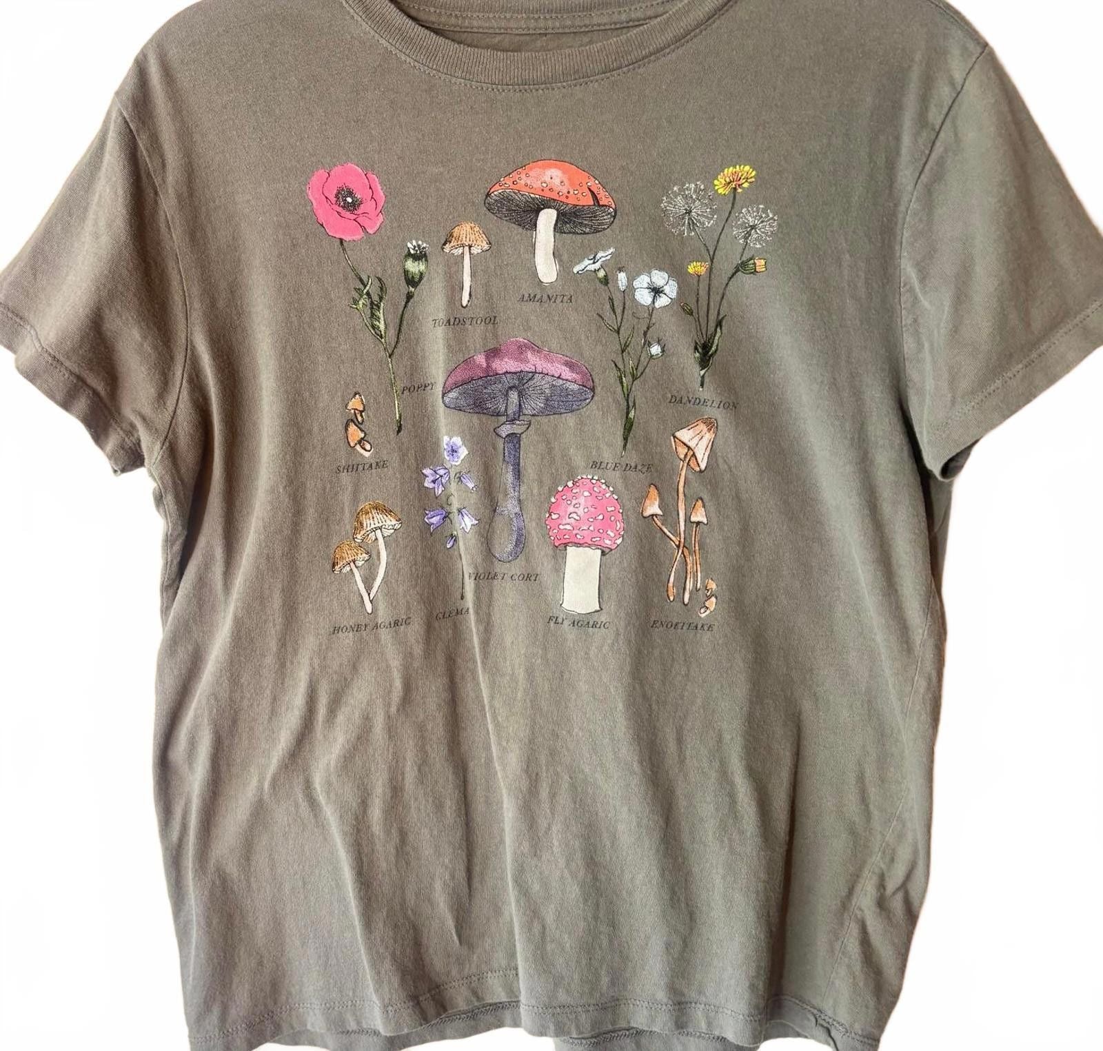 Unknown London Cute Mushroom And Flower Graphic T Shirt