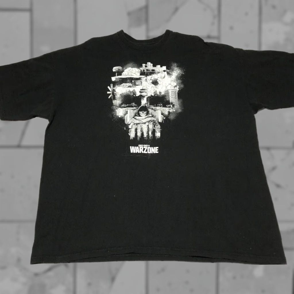 Vintage Call Of Duty Warzone T Shirt Mens 3xl Black Cotton Short Sleeve Gamer Tee Logo Graph