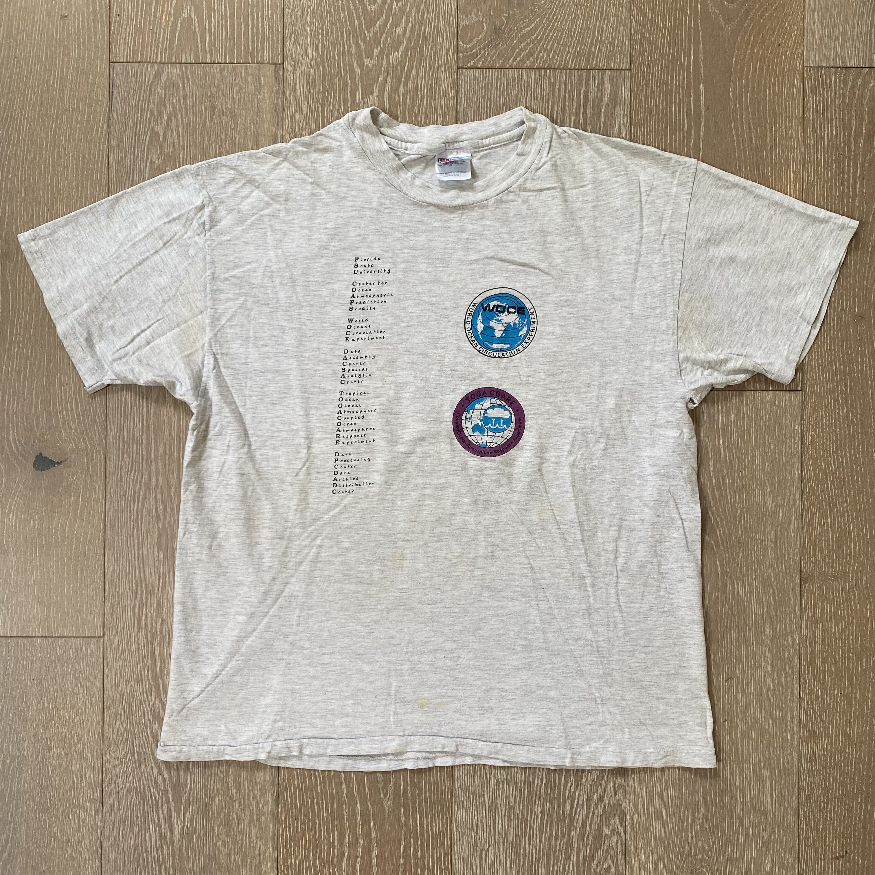 Vintage 90s World Ocean Circulation Experiment Tee