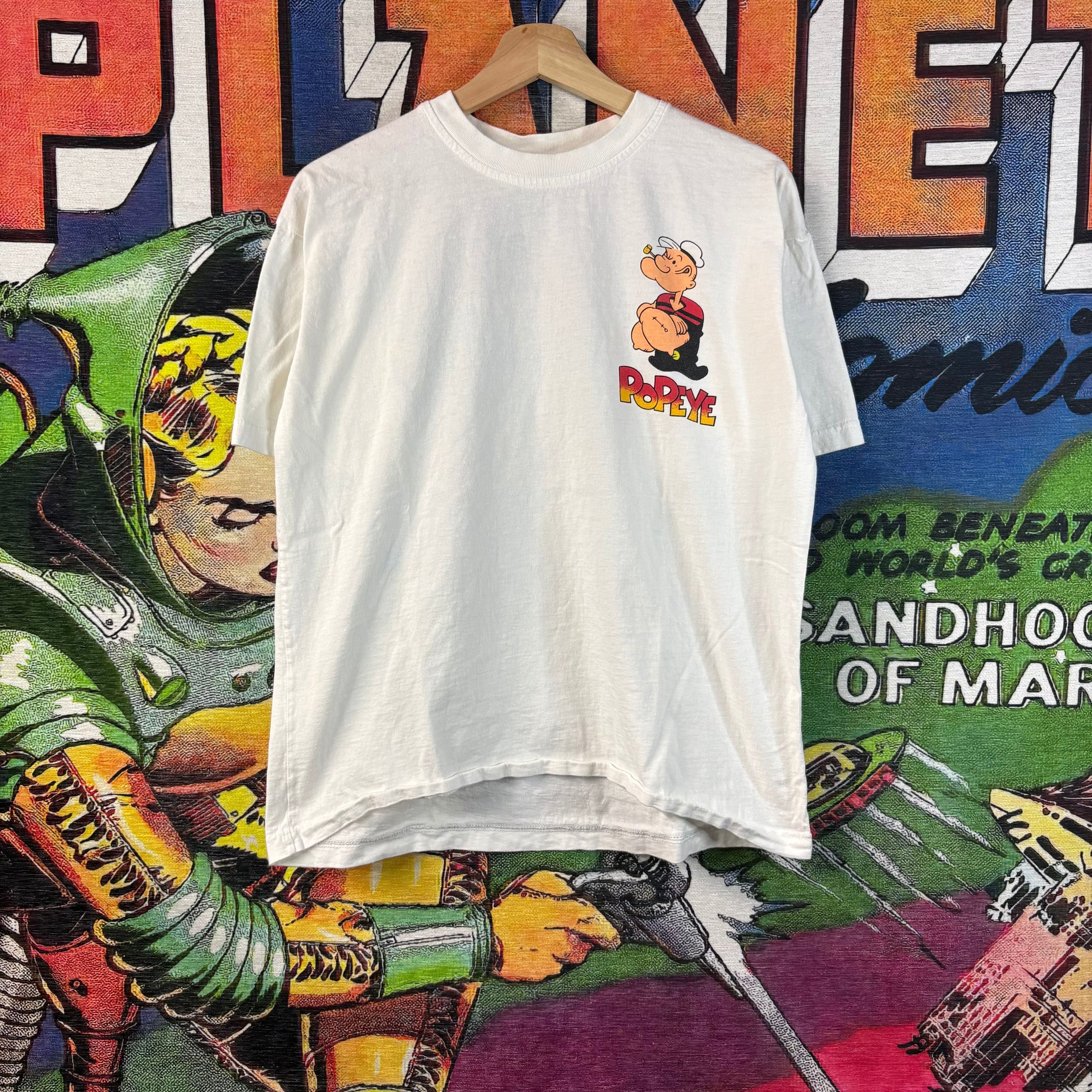 Vintage 90s Popeye Graphic Tee Size Large Hoodie, Sweatshirt | FlexRushtees.com