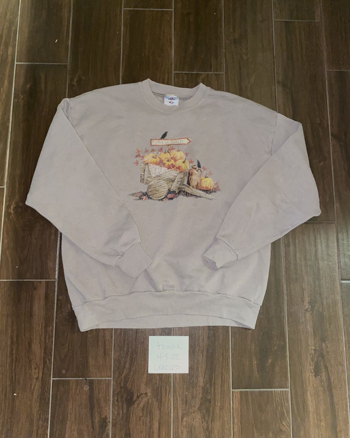 Vintage 90s Jerzees Brown Fall Pumpkin Patch Crewneck Xs