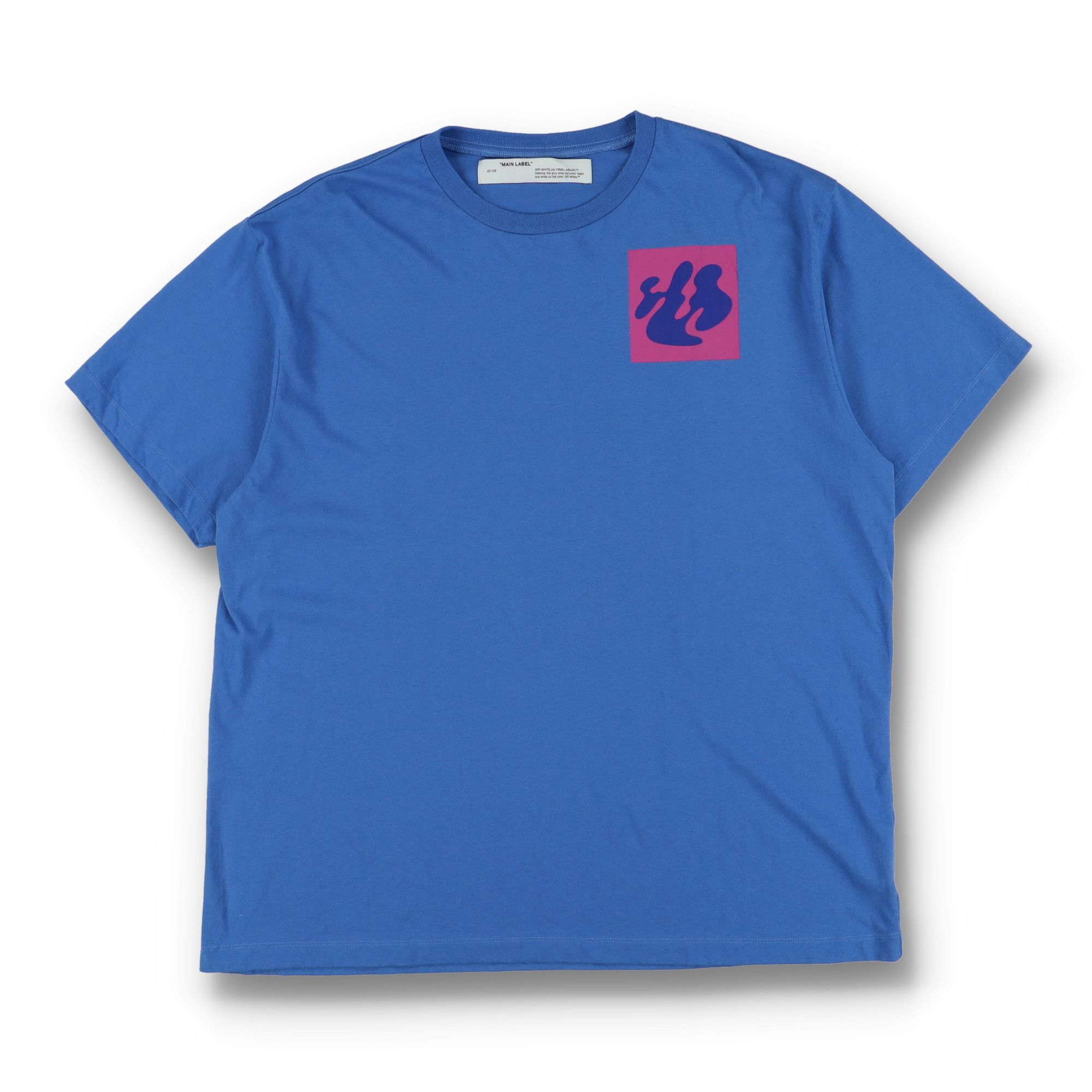 Off White Blue Abstract Logo Oversized T Shirt Hoodie, Sweatshirt | FlexRushtees.com