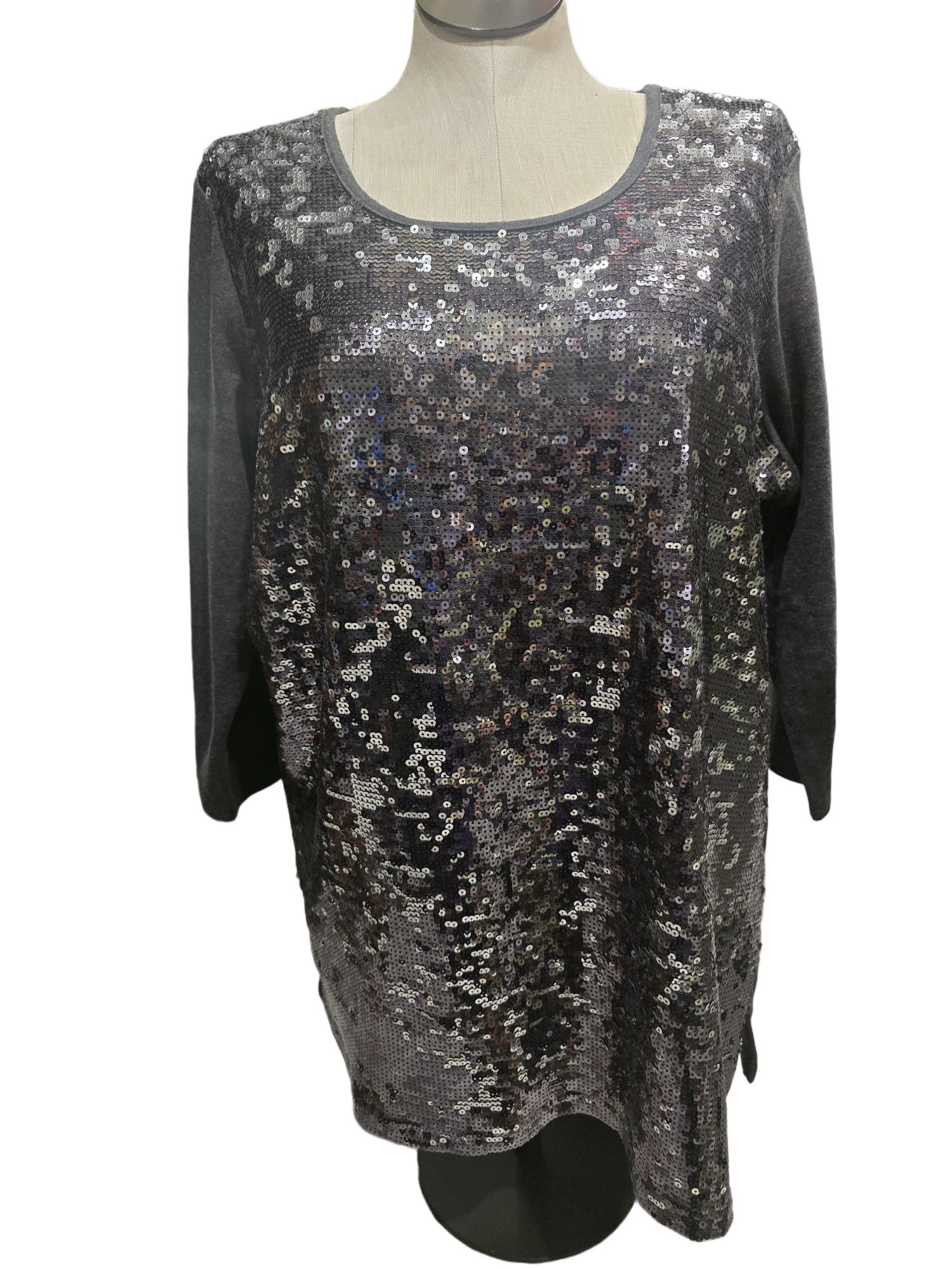 Factory Quacker Factory Women S Gray Silver Sequin Tunic Top 1x