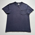 Vintage 90s Hanes Beefy Pocket Shirt Medium Navy Blue Faded Hoodie, Sweatshirt | FlexRushtees.com
