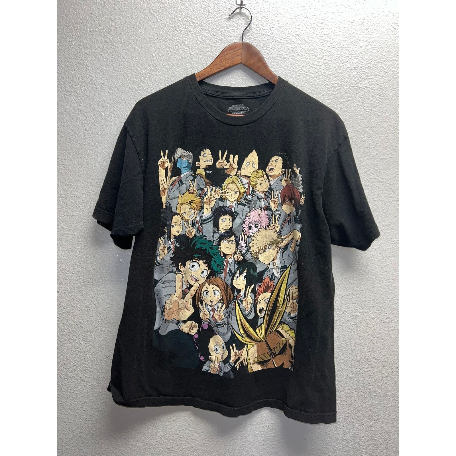 Vintage My Hero Academia Shirt Characters Graphic Black Anime Tee Xl