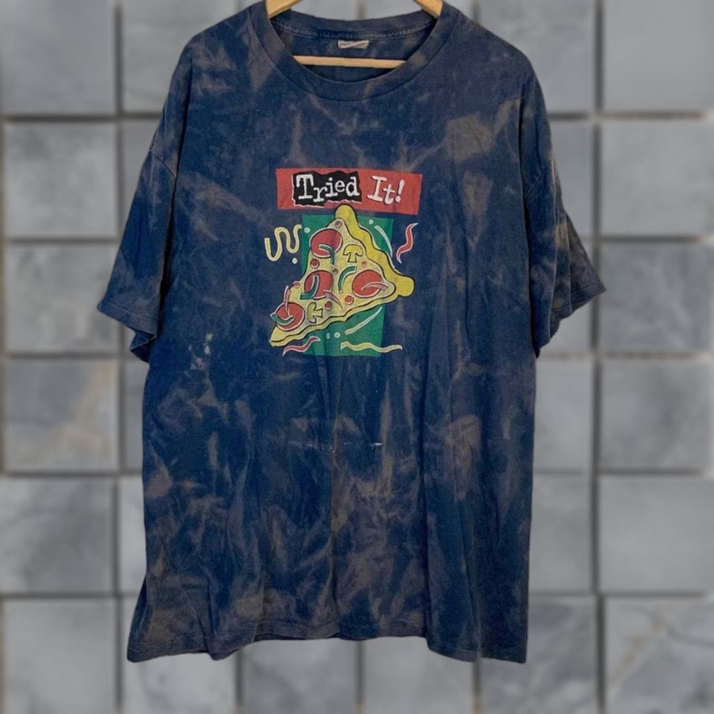 Vintage Tried It Loved It Pizza Acid Wash T Shirt Xxl Multicolor Cotton Blend Logo Short Sle