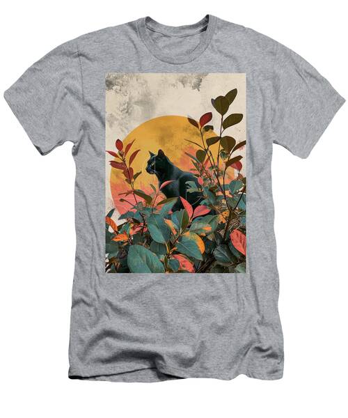 Black Cat Silhouetted Against A Large, Yellow Orb. T-Shirt