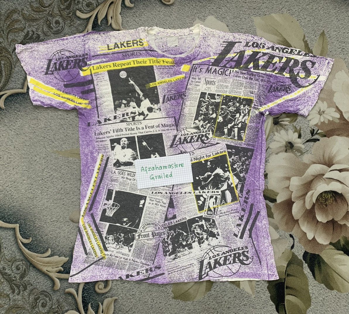 Vintage Vtg Fullprint Lakers News Tee Hoodie, Sweatshirt | FlexRushtees.com
