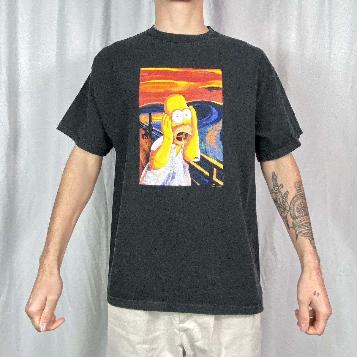 Vintage Y2k Homer Simpson The Scream Inspired Art Tee