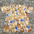 Vintage Waikiki Holiday Shirt Mens Large Brown Tribal Hawaiian Aloha Camp 70s Shirt