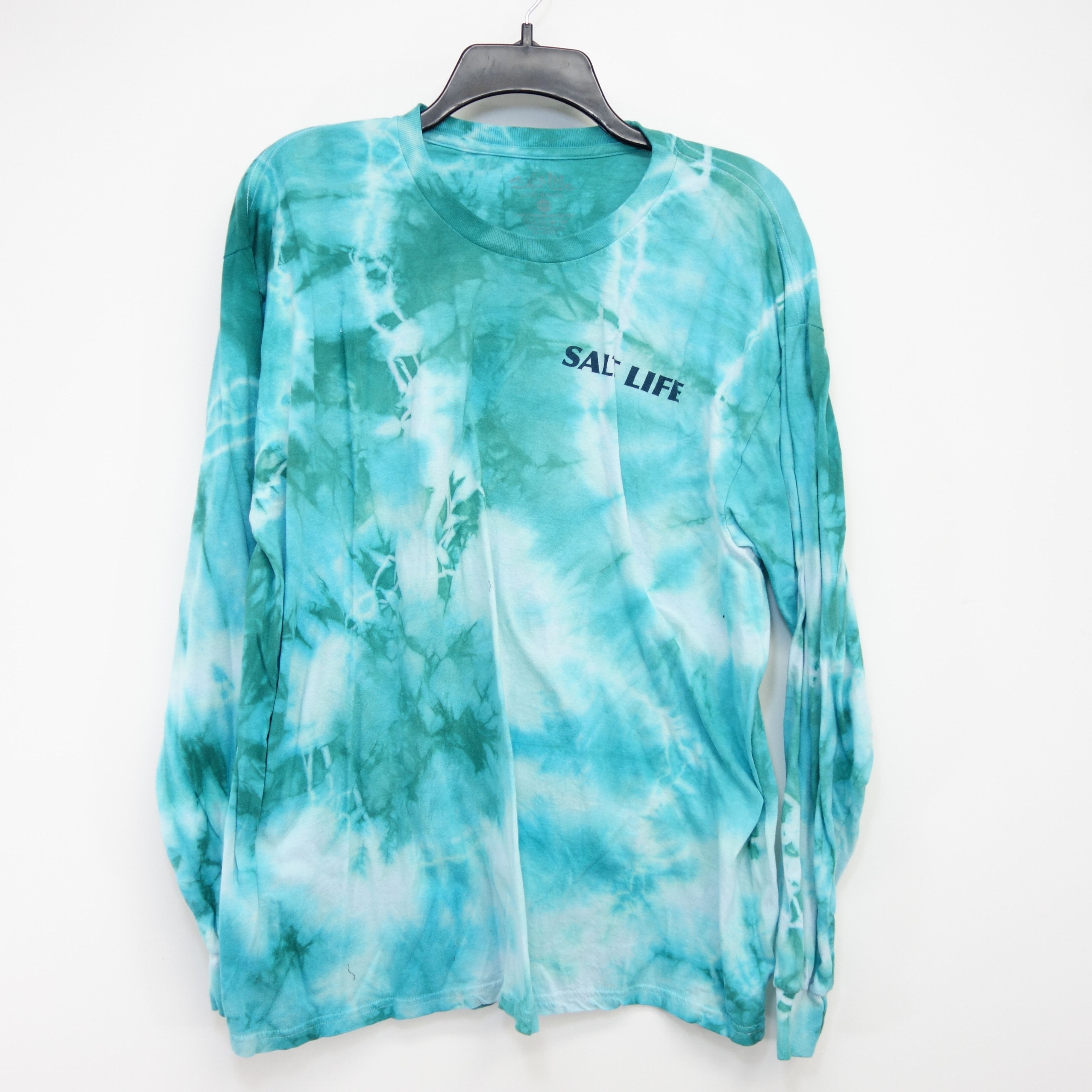 Vintage Salt Life Green Tie Dye Crew Neck Skate Trippy T Shirt Sz L