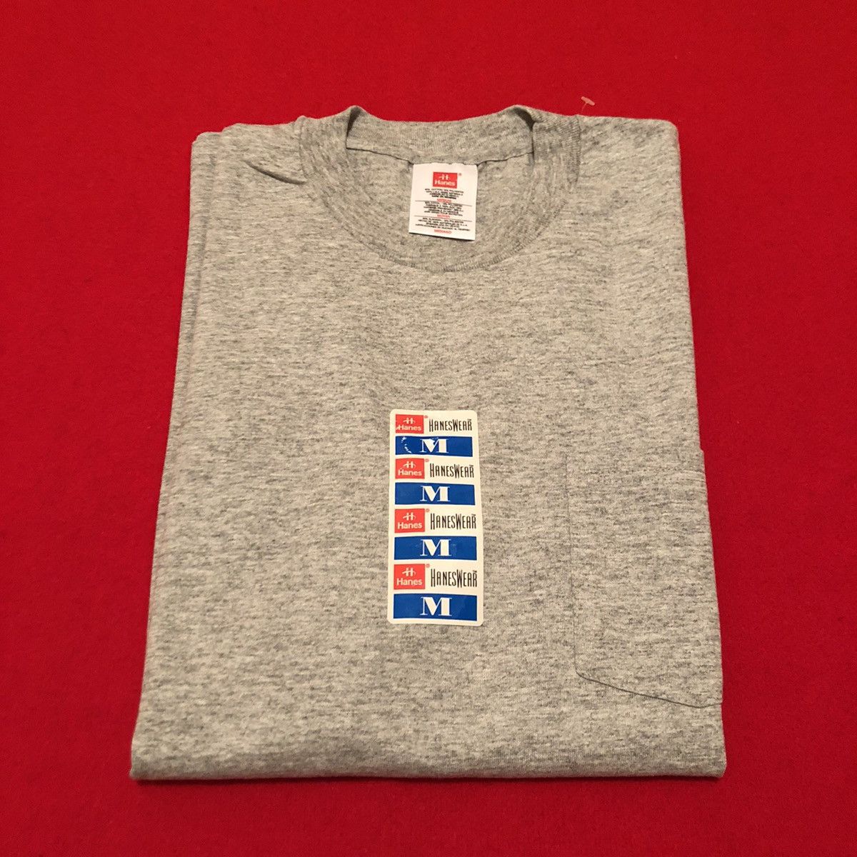 Vintage Deadstock Grey Hanes Pocket Tee Hoodie, Sweatshirt | FlexRushtees.com