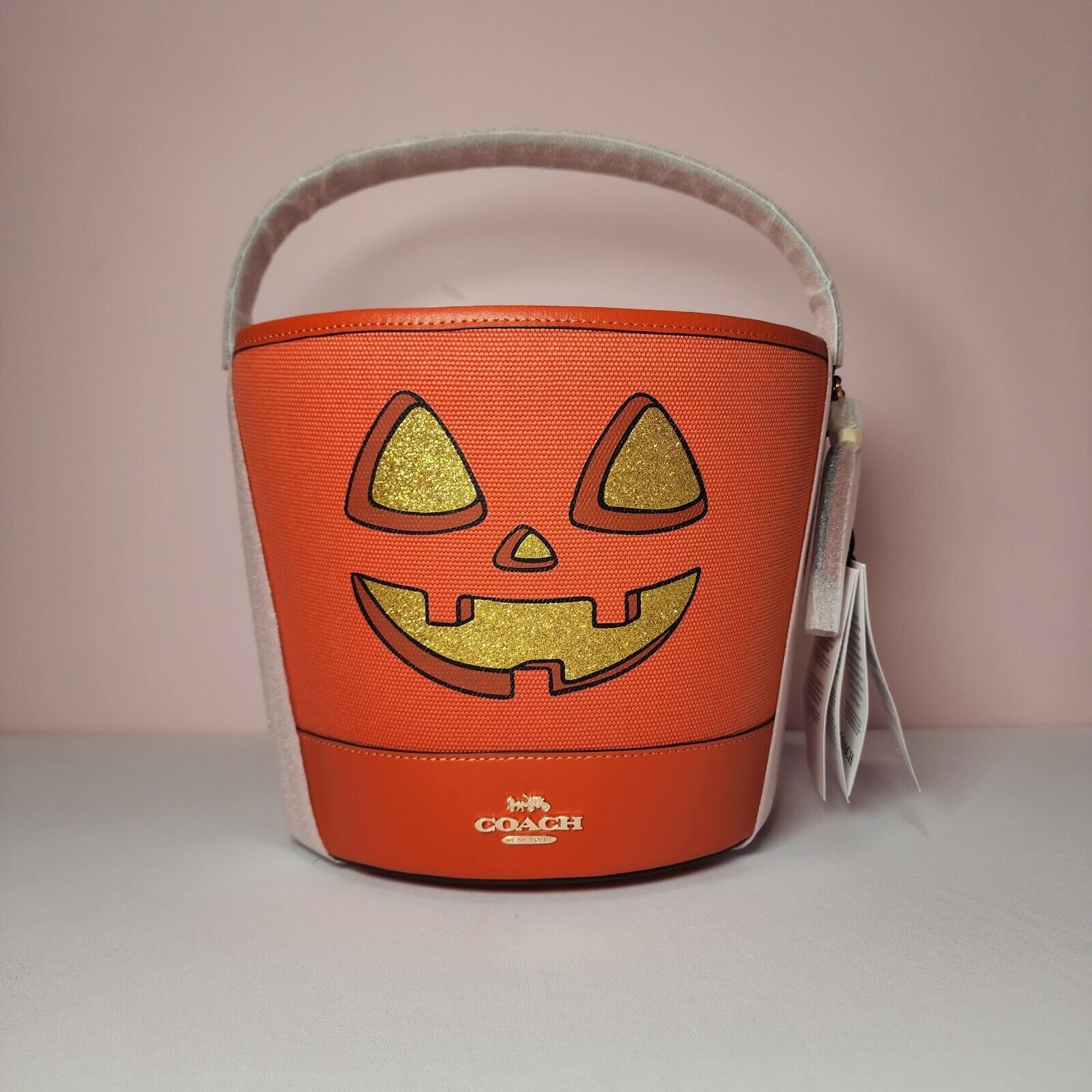 Nwt Coach Cw533 Halloween Trick Or Treat Bucket Pumpkin Face