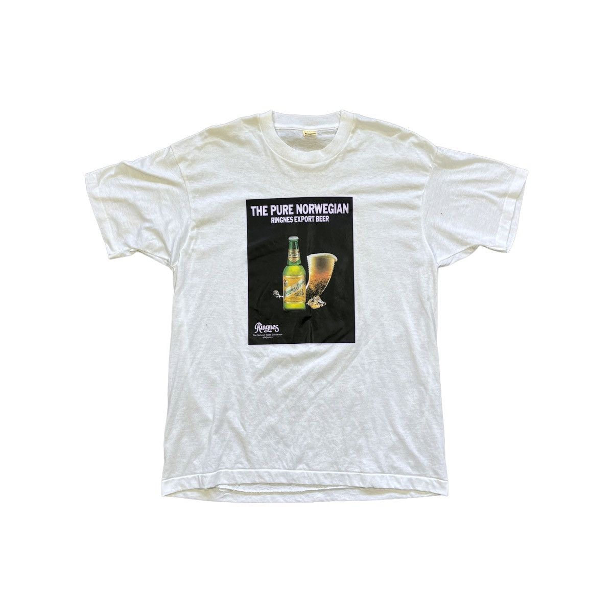 Vintage 80s Ringnes Export Beer Tee Hoodie, Sweatshirt | FlexRushtees.com