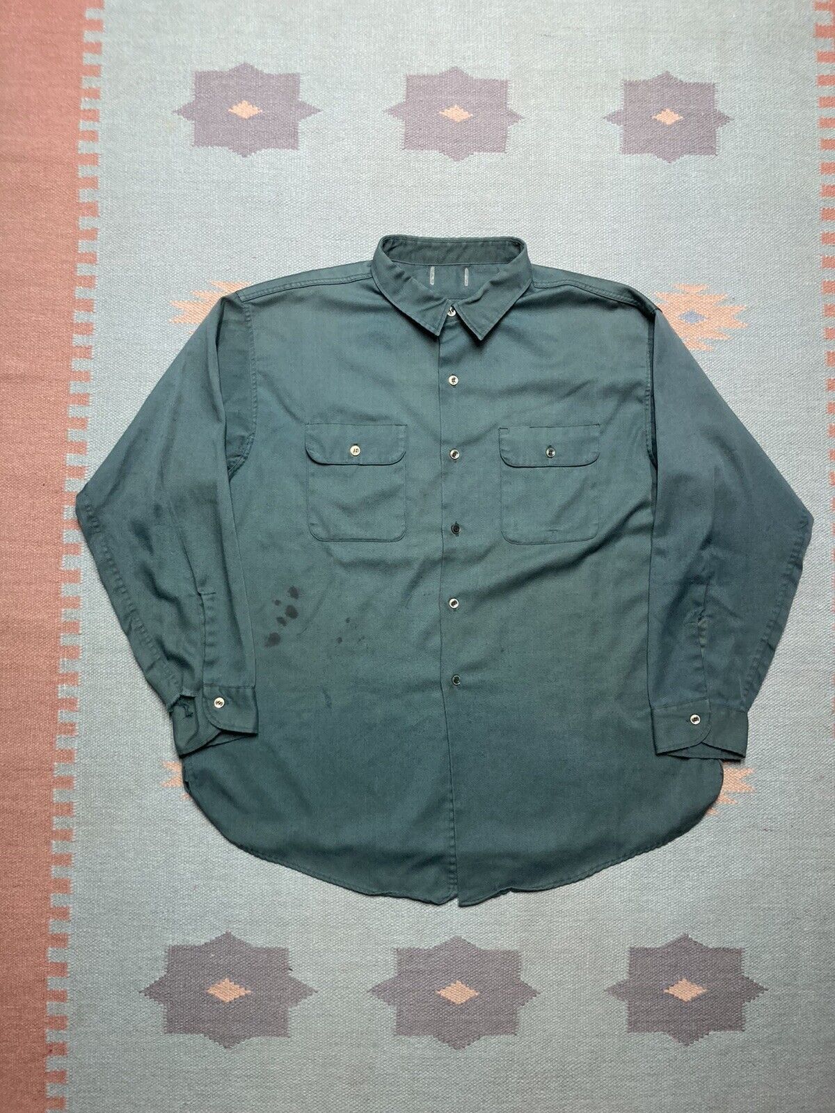 Vintage Vtg 50s 60s Work Shirt Twill Selvedge Gussets Distressed Xxl
