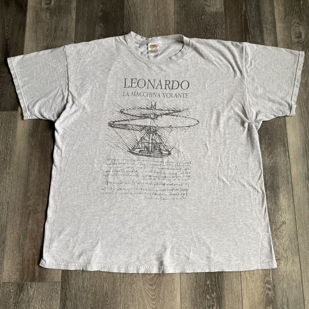 Vintage 1990s Leonardo Da Vinci La Macchina Volante Art Tee Hoodie, Sweatshirt | FlexRushtees.com