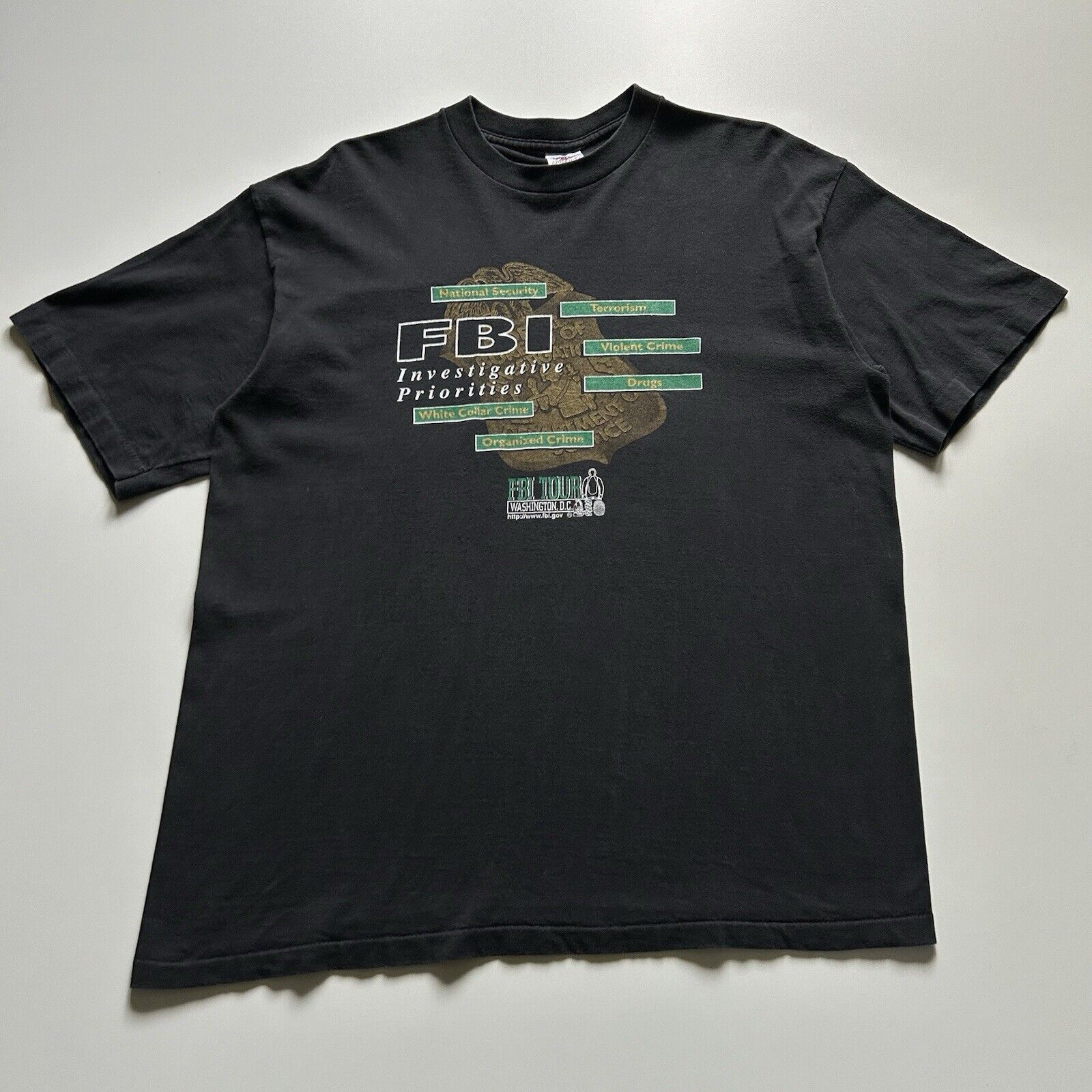 Vintage 90s Fbi Washington Dc T Shirt Xl Made In Usa Faded Hoodie, Sweatshirt | FlexRushtees.com