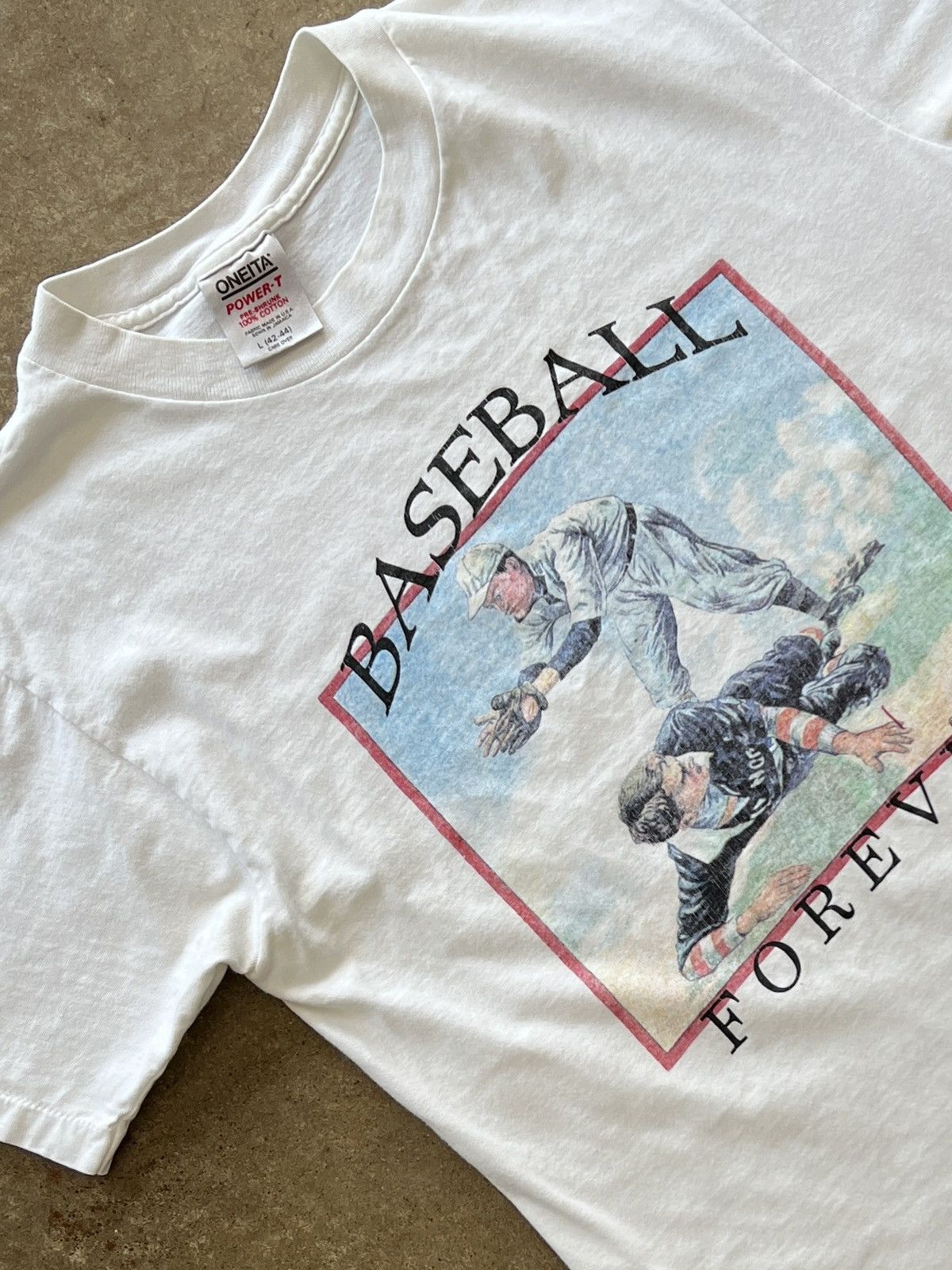 Vintage 1989 Baseball Forever Oneita Tag Tee Large Hoodie, Sweatshirt | FlexRushtees.com