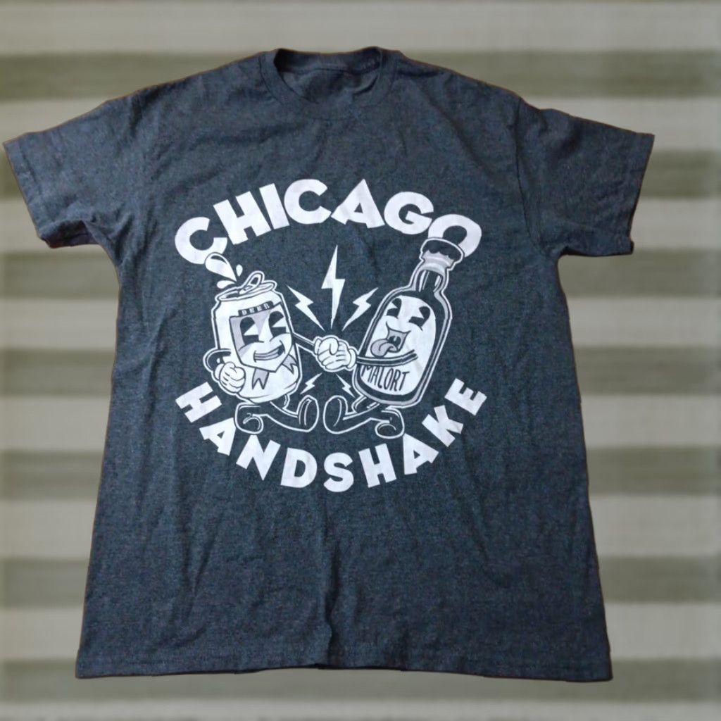 Vintage Chicago Handshake Malort Beer T Shirt Grey Fits S M Chicago Tradition Shirt Men S Gray Beer Hoodie, Sweatshirt