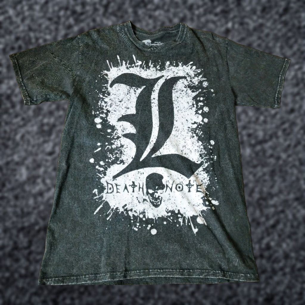Logo 7 Adult M Death Note L Logo T Shirt Anime Mineral Wash Casual Short Sleeve Crew Neck Black Cott Hoodie, Sweatshirt
