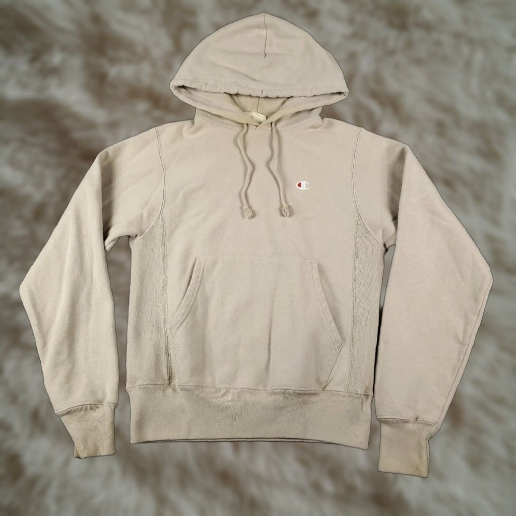 Vintage Champion Hoodie Pullover Sweatshirt Adult Xs Men Beige Cotton Blend Fleece Logo Spr T-Shirts | FlexRushtees.com