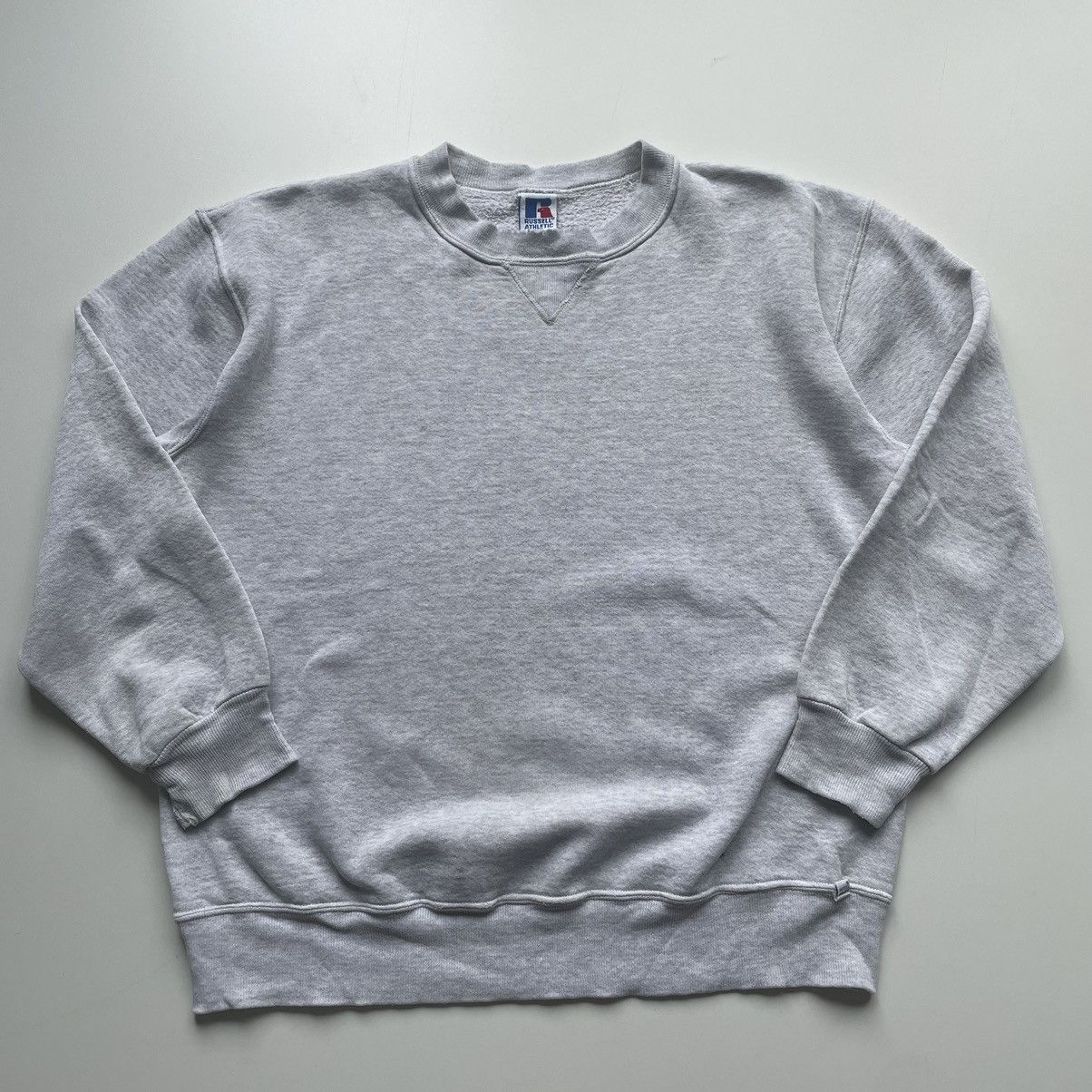 Vintage 90s Russell Athletic Blank Grey Crewneck Made In Usa