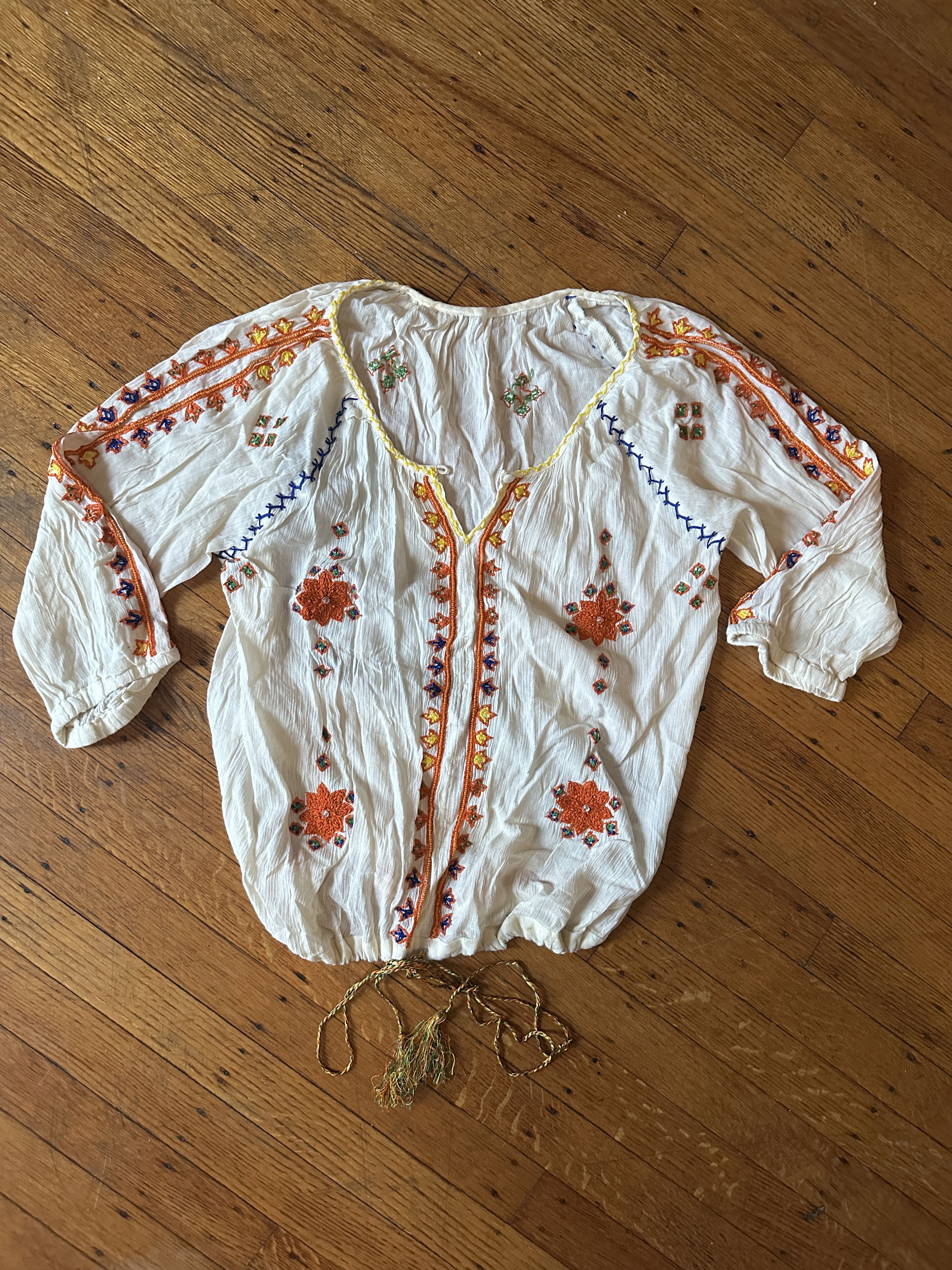 Anthropologie Greylin Embroidered Embellished Boho Blouse