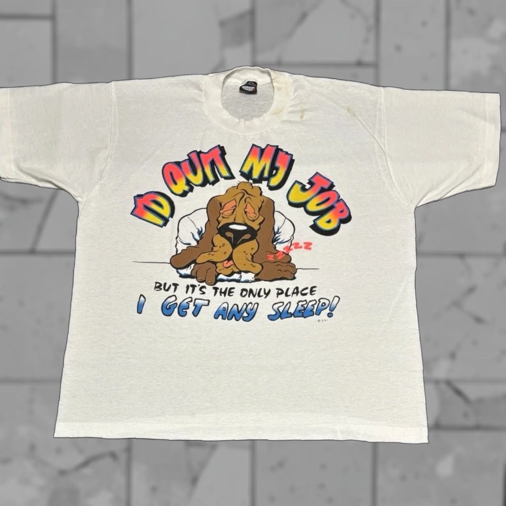 Vintage Screen Stars Funny Dog Graphic Print T Shirt Adult Large White 80s 90s Mens