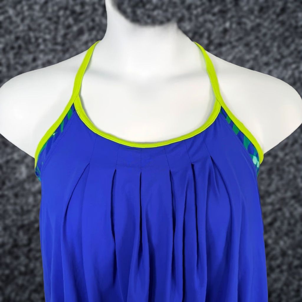 End Lands End Tankini Top Plus 16w Blue Tropical Racerback Sports Bra Athletic Swim Top Women