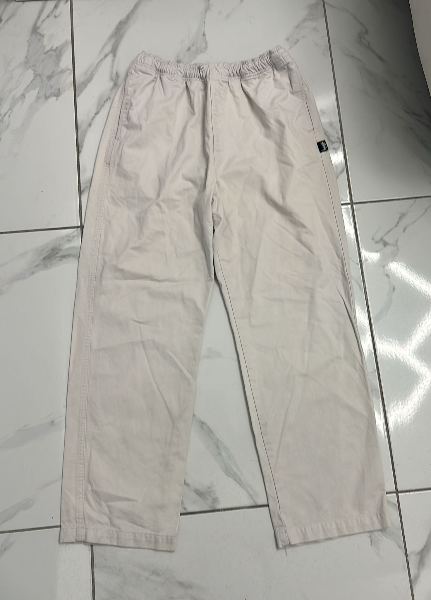 Vintage Stussy Beach Pant Brushed Cotton White Size Xlarge