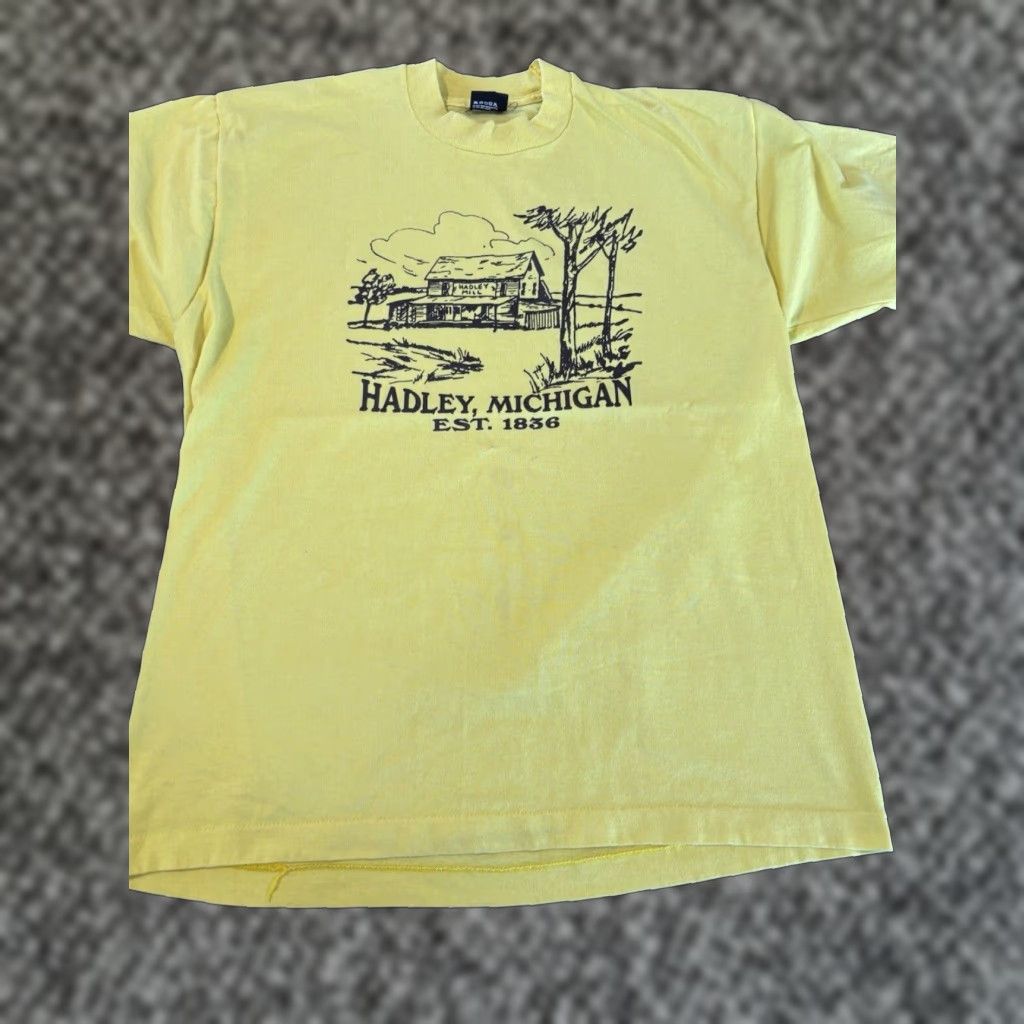 Vintage Screen Stars Best T Shirt Men Xl Yellow Graphic Print 80s Michigan Lapeer Usa