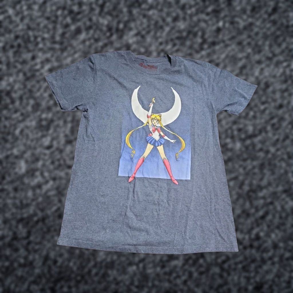 Vintage Sailor Moon T Shirt Men Short Sleeve Blue Graphic Print Moon 90s Anime Hoodie, Sweatshirt | FlexRushtees.com